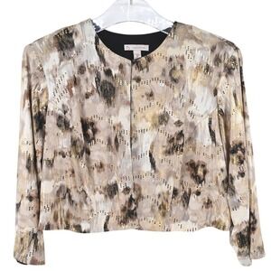 Y2K Sequin Embellished Abstract Print Crop Shoulder Pads Jacket Whimsy Goth Vamp